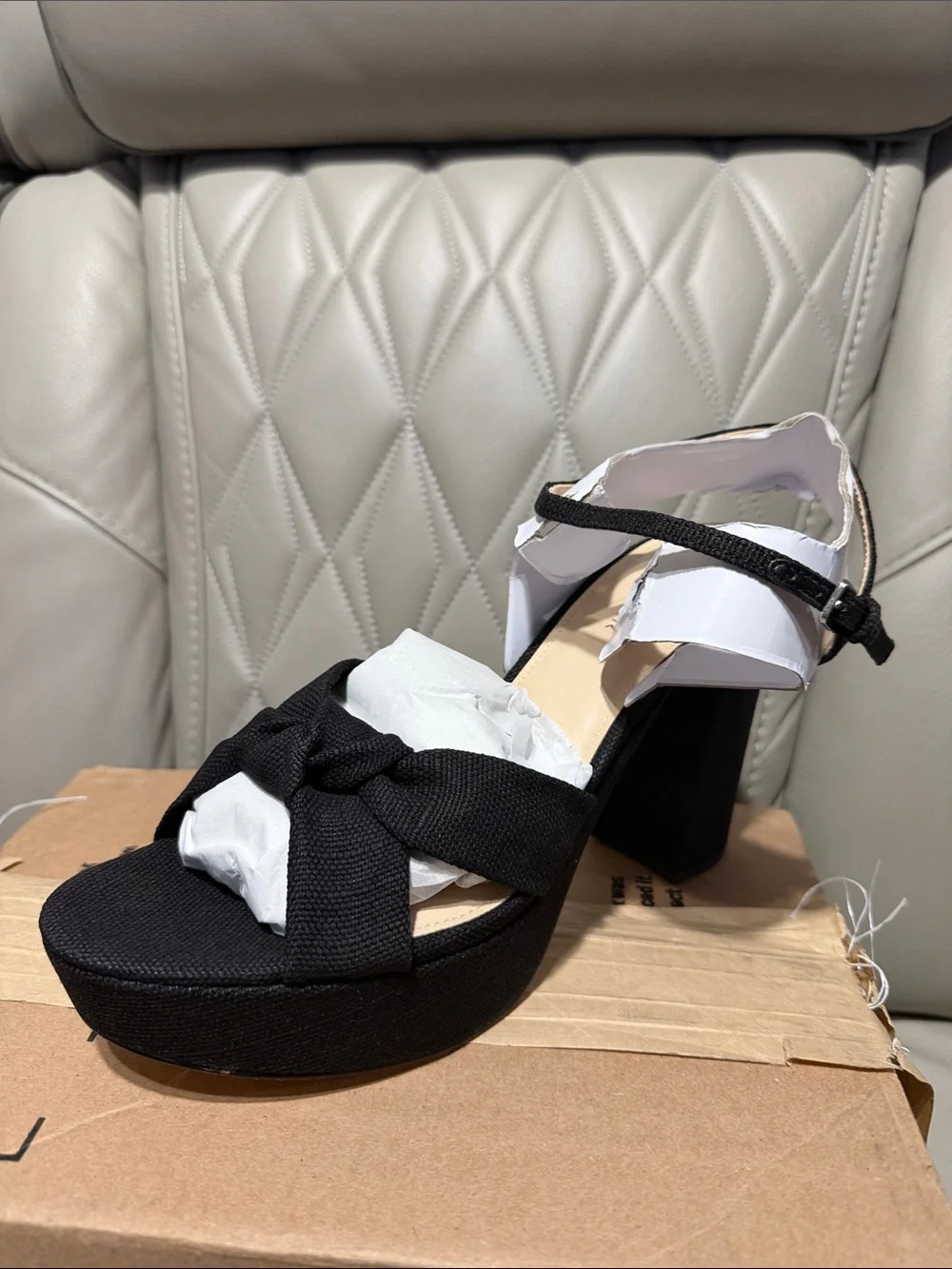 Marc Fisher Black Knotted Platform Block-Heel Sandals